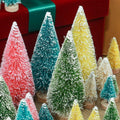 DomeStar 45PCS Mini Christmas Sisal Trees Colorful Frosted with Wood Base by Deal US