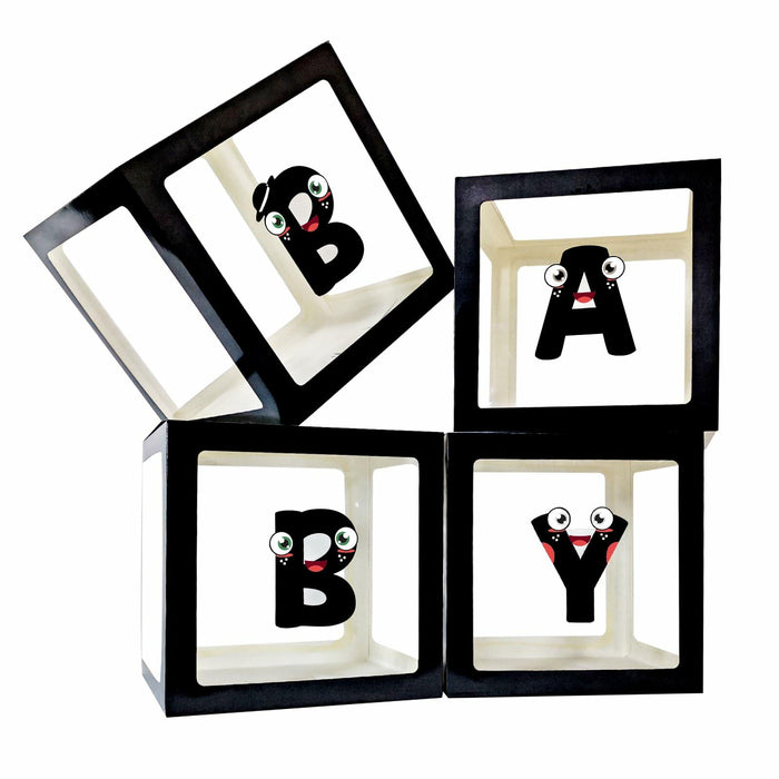 [Like New] Onteftshop Baby Boxes Letters Clear Black 4pcs Party Decorations by Deal US