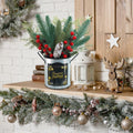 Winlyn Christmas Floral Arrangement Pinecone Red Berry Galvanized Pot 12.4" by Deal US