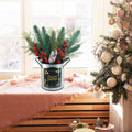 Winlyn Christmas Floral Arrangement Pinecone Red Berry Galvanized Pot 12.4" by Deal US