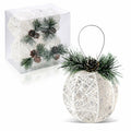 Christmas Ball Ornaments 4pc Set White Pinecone Rattan Thread String 4.7" by Deal US