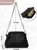 Homsunyi Women's Pleated Quilted PU Clutch Bag Evening Handbag by Deal US