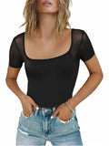 CRIPOM Date Night Mesh Bodysuit Corset Top Black Size L by Deal US