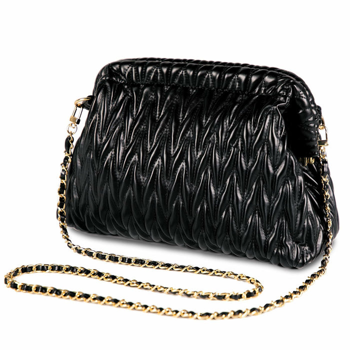 Homsunyi Women's Pleated Quilted PU Clutch Bag Evening Handbag by Deal US