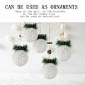Christmas Ball Ornaments 4pc Set White Pinecone Rattan Thread String 4.7" by Deal US