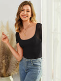 CRIPOM Date Night Mesh Bodysuit Corset Top Black Size L by Deal US