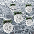 Christmas Ball Ornaments 4pc Set White Pinecone Rattan Thread String 4.7" by Deal US