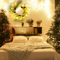 Chuangdi 24" Lighted Norfolk Pine Pampas Christmas Wreath with Pine Cones by Deal US