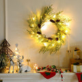 Chuangdi 24" Lighted Norfolk Pine Pampas Christmas Wreath with Pine Cones by Deal US