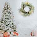 Chuangdi 24" Lighted Norfolk Pine Pampas Christmas Wreath with Pine Cones by Deal US