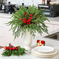 Riceshoot 12 Pcs Norfolk Pine Branches with Red Berries Pine Cones 17.7" Green by Deal US