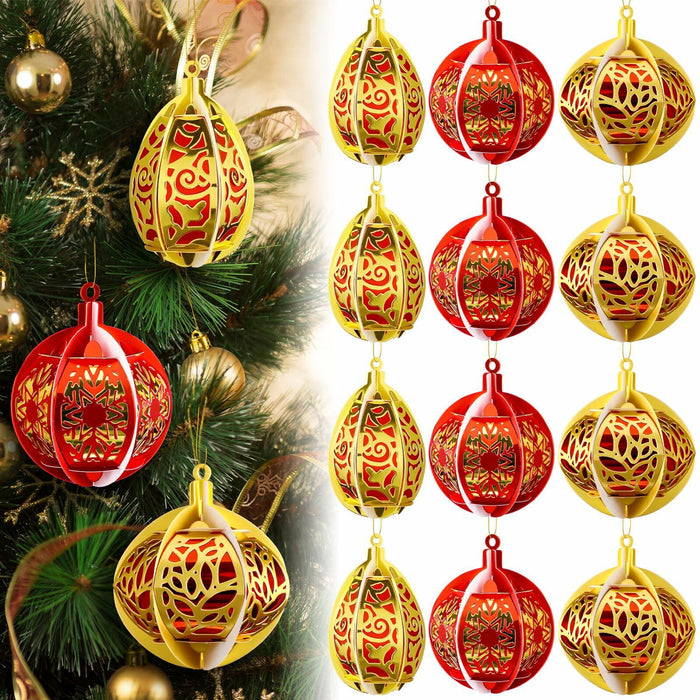 Vercraft 12 Pcs Christmas Tree Balls Ornaments Red Gold Hanging Decor by Deal US
