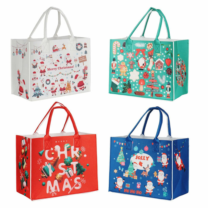 JIWINNER 4PCS Felt Gift Bags 13x7x10 with Handles Christmas Wrapping by Deal US