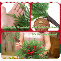Riceshoot 12 Pcs Norfolk Pine Branches with Red Berries Pine Cones 17.7" Green by Deal US