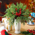 Riceshoot 12 Pcs Norfolk Pine Branches with Red Berries Pine Cones 17.7" Green by Deal US