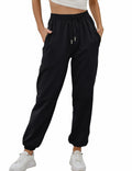 Vemubapis Women High Waisted Drawstring Sweatpants Jogger Black Size S by Deal US