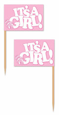 Beistle It's A Girl! Picks 2.5" Pink White 50 Count Party Supply by Deal US
