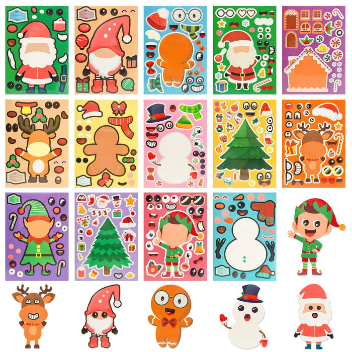 LovesTown 56PCS Waterproof Christmas Face Stickers for Kids Party Favors by Deal US