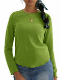 CHERFLY Women's Slim Fit Long Sleeve Tunic Top Salted Lime Green Size M by Deal US
