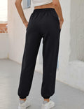Vemubapis Women High Waisted Drawstring Sweatpants Jogger Black Size S by Deal US