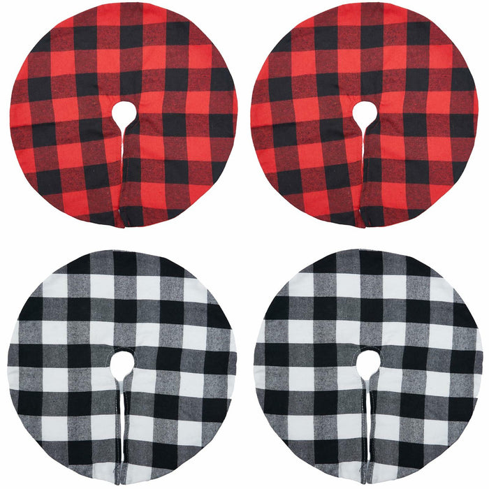4 Pieces Christmas Tree Skirt Decoration 15" Mini Xmas Tree Skirt Set by Deal US