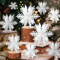 8 PCS 3D Glitter Snowflake Decorations White Christmas Tabletop Decor by Deal US