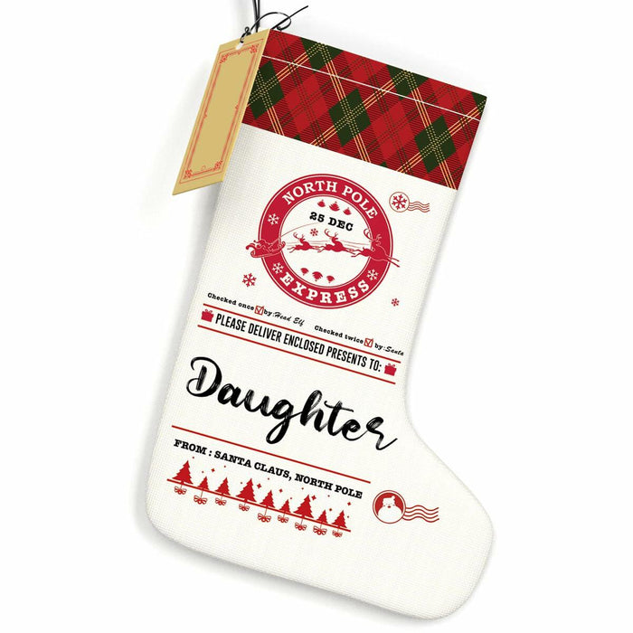 HEWBE Burlap Christmas Stocking Rustic Hanging Xmas Decoration Daughter Gift by Deal US