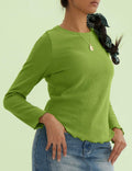 CHERFLY Women's Slim Fit Long Sleeve Tunic Top Salted Lime Green Size M by Deal US