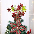 [Like_new] 17" Red Green White Christmas Tree Topper Star Beads Sequin Electroplating by Deal US