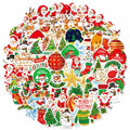 100PCS Christmas Children's Cartoon Santa Claus & Tree Waterproof Stickers by Deal US