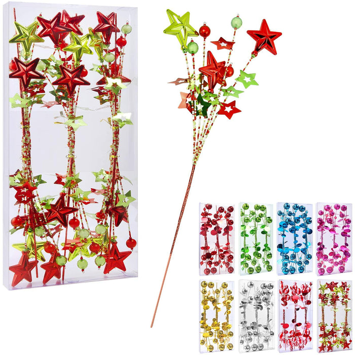 [Like_new] 17" Red Green White Christmas Tree Topper Star Beads Sequin Electroplating by Deal US