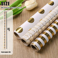 Koogel Wrapping Paper Roll 3 PCS Gold White 17x120 Inch Party Wedding by Deal US