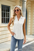 Sleeveless Tank Tops Women V Neck Casual Polo Shirts White Size M by Deal US