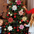 [Like_new] YOSICHY 12 Pcs Artificial Christmas Flowers Deep Champagne with Clips Stems by Deal US
