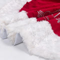 USILAND Christmas Tree Skirt Brown Velvet Snowflakes Embroidery 32in by Deal US