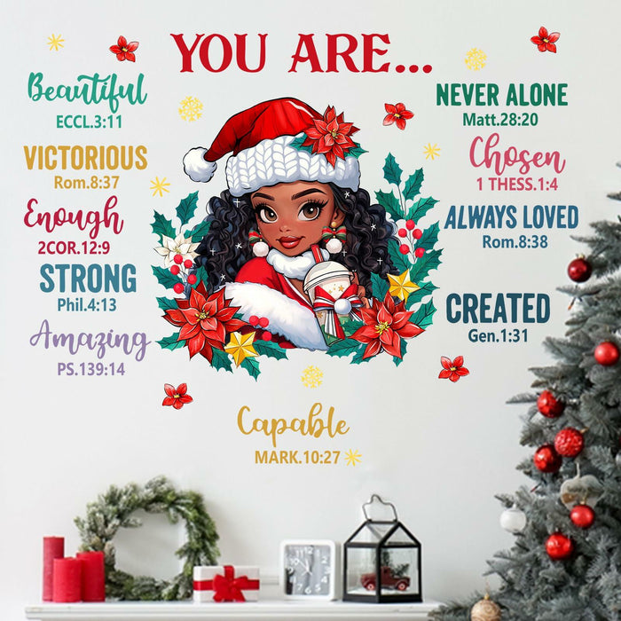 Mfault Christmas Black Girl Inspirational Wall Decals Stickers Xmas Decor by Deal US