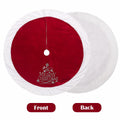 USILAND Christmas Tree Skirt Brown Velvet Snowflakes Embroidery 32in by Deal US