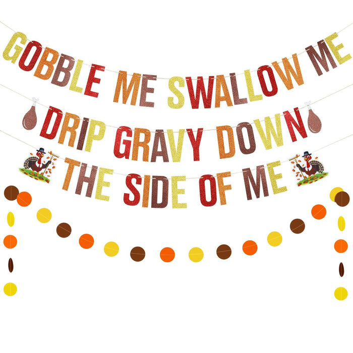 Gobble Me Swallow Me Thanksgiving Friendsgiving Banner Decoration by Deal US