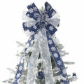 YINGQIWISH Christmas Tree Topper Large Bow Deep Blue White Indoor Outdoor by Deal US