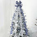 YINGQIWISH Christmas Tree Topper Large Bow Deep Blue White Indoor Outdoor by Deal US