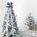 YINGQIWISH Christmas Tree Topper Large Bow Deep Blue White Indoor Outdoor by Deal US