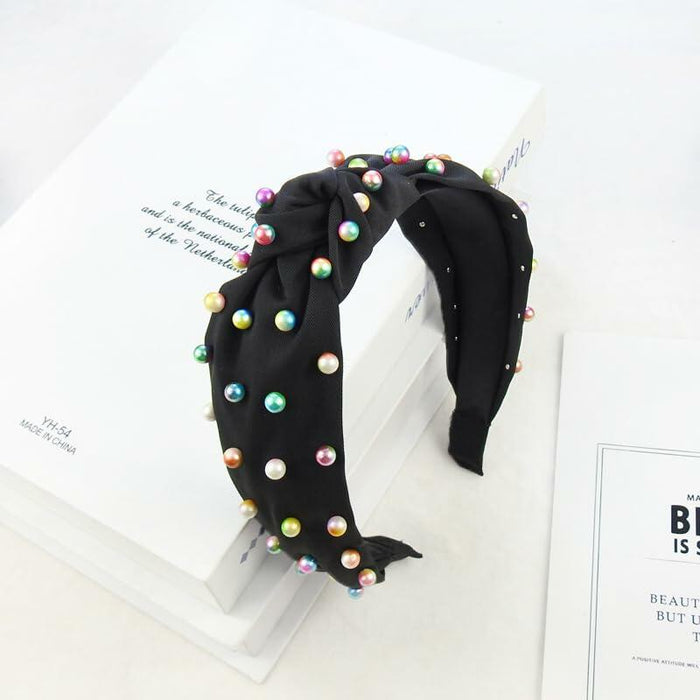 SMYAXUNW Colorful Pearl Knotted Hairband Turban Hair Accessories for Women by Deal US