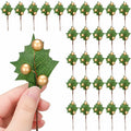 Thiccywoov 30 Pack Artificial Holly Berry Picks Gold Christmas Decoration by Deal US