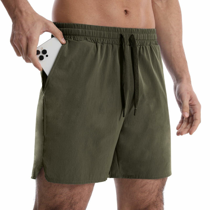 OEBLD Men's Athletic Running Shorts 5 Inch Quick Dry Army Green Size L by Deal US