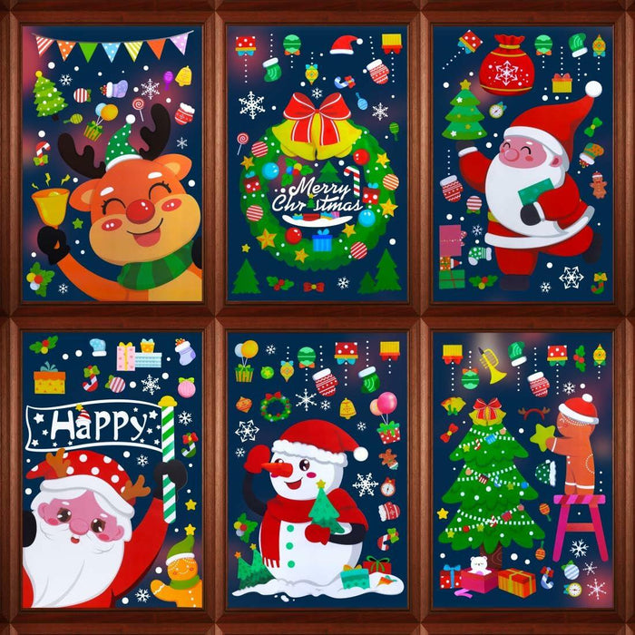 194PCS Christmas Window Clings Stickers Snowflakes Indoor Home 6 Sheets by Deal US
