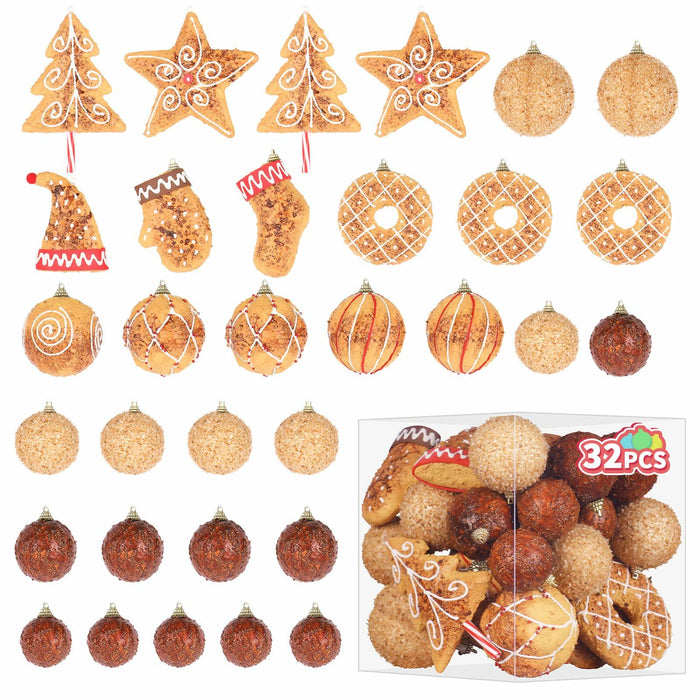 RoseCraft Christmas Ornaments Set 32PCS Shatterproof Multi-Color Hanging Balls by Deal US