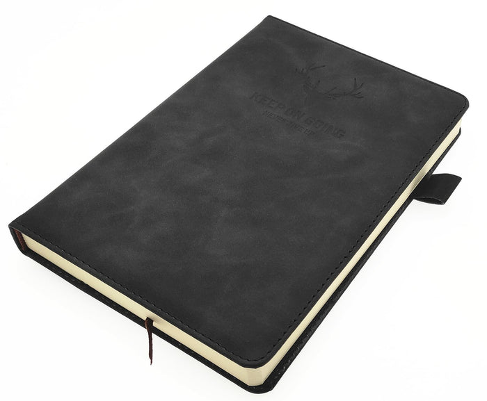 Ailifly Hardcover Journal Notebook A5 Ruled 360 Pages Black Faux PU Leather by Deal US