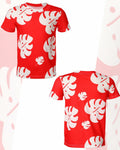 Toulite Halloween Girl Hawaiian Luau Costume Red Leaf T-Shirt Headband Anklet by Deal US