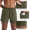 OEBLD Men's Athletic Running Shorts 5 Inch Quick Dry Army Green Size L by Deal US