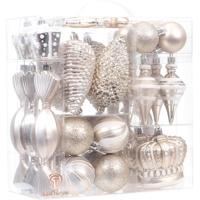 Sea Team 50-Pack Shatterproof Christmas Ball Ornaments Set Silver Xmas by Deal US